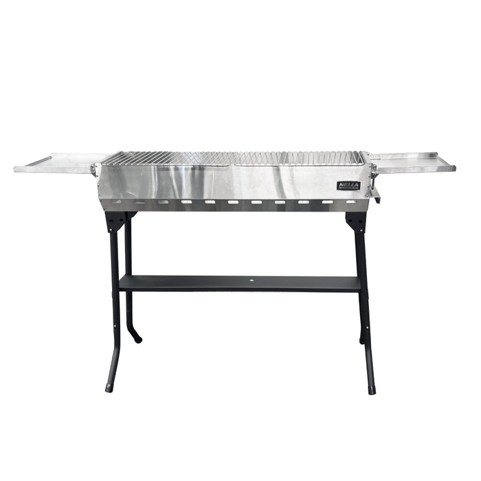 Nella 37.5" Portable Speducci / Kabob Charcoal Grill With Side Shelves