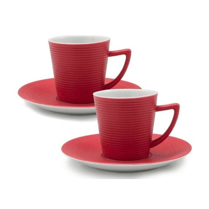 BIA Cordon Bleu Dolce Vita 2 Oz. Porcelain Espresso Cup & Saucer Set - Red - 4320508RD