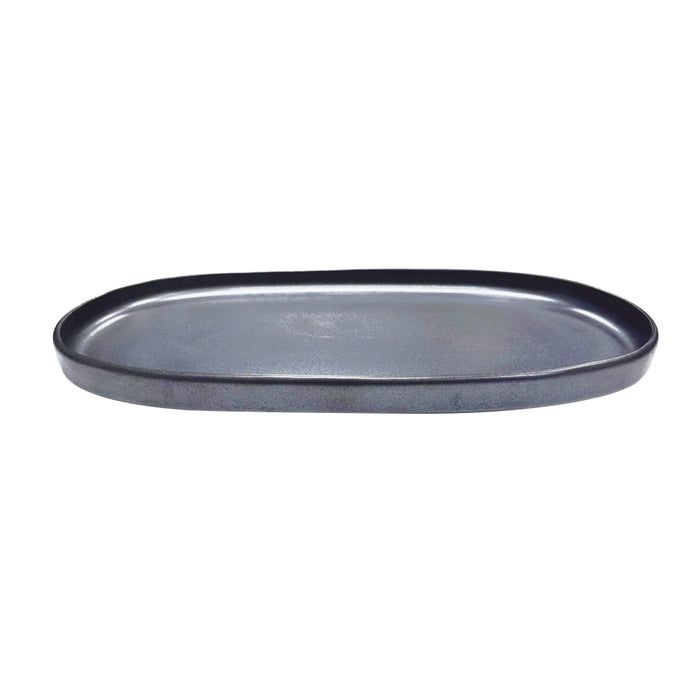 Nella 11.8" x 6" Black Porcelain Oval Plate - 12/Case - ELPS30 BLACK