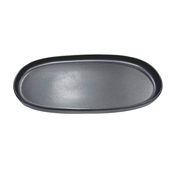 Nella 11.8" x 6" Black Porcelain Oval Plate - 12/Case - ELPS30 BLACK