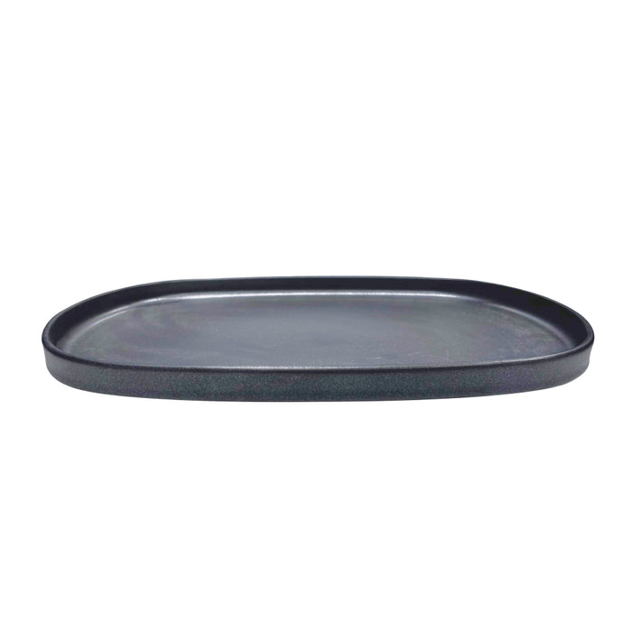Nella 13.4" x 8.6" Black Oval Porcelain Plate - 12/Case - ELPS34 BLACK