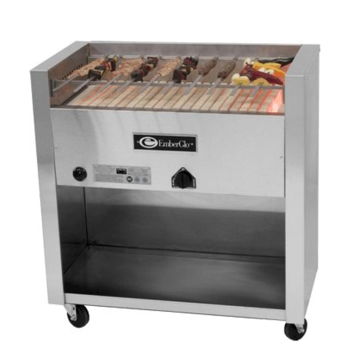 EmberGlo 25WF-KABOB 36" Floor Model Radiant Natural Gas Open Hearth, Open Front Charbroiler - 43,400 BTU