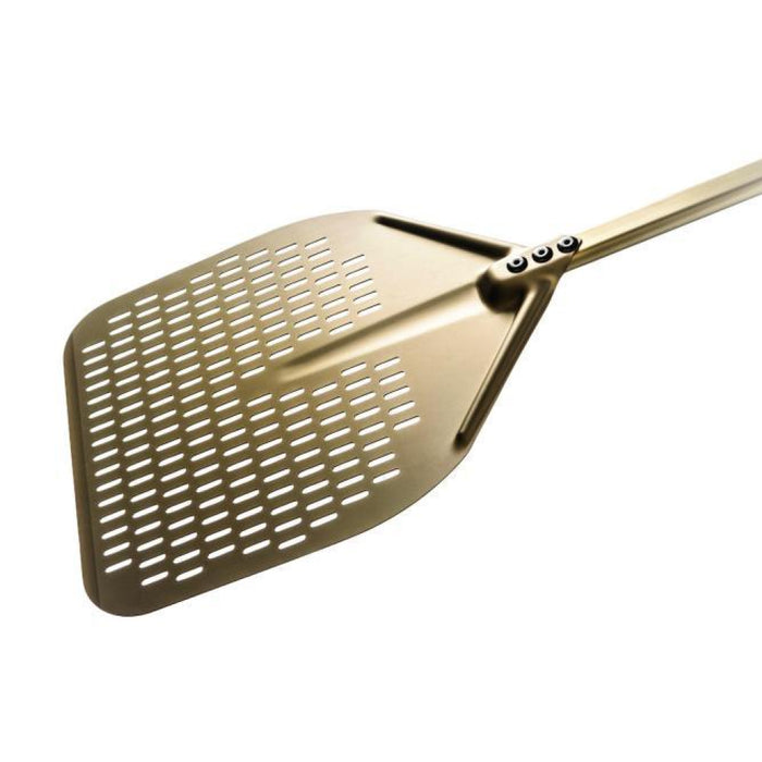 GI Metal Gold 16" Aluminum Square Perforated Pizza Peel with 71" Handle - AV-41RF/180