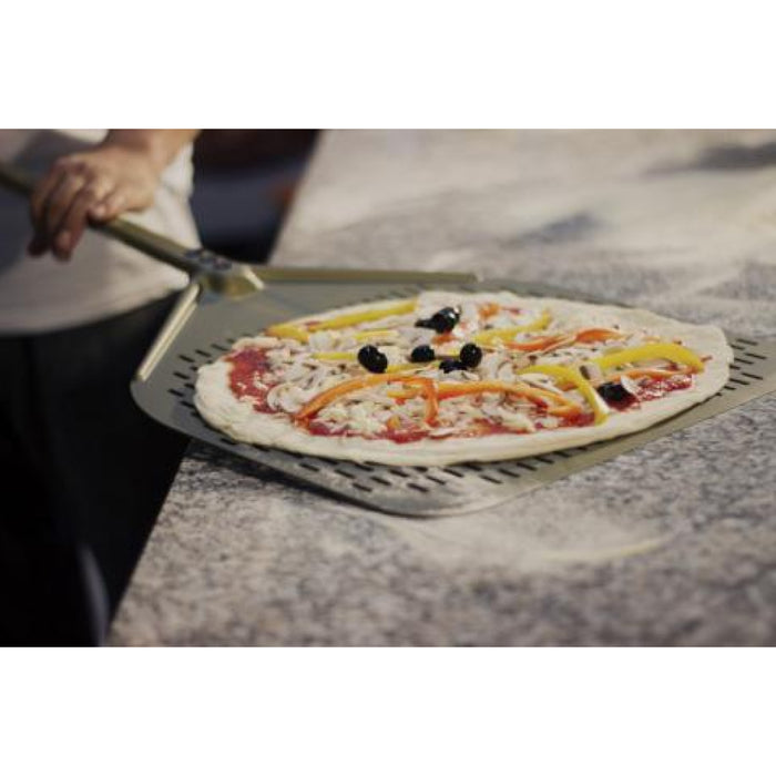 GI Metal Gold 16" Aluminum Square Perforated Pizza Peel with 71" Handle - AV-41RF/180