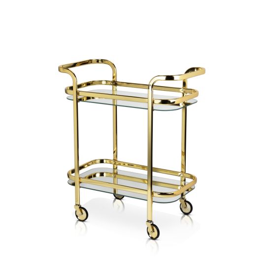 Nella Viski 27" x 13.5" Gold Mirrored Rolling Bar Cart - 5891