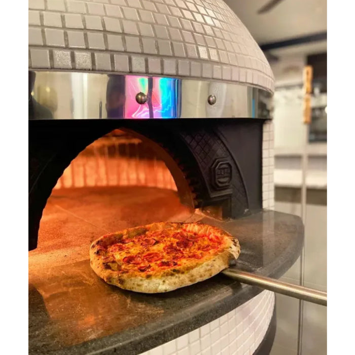Alfa Napoli M130 Wood-Fired Pizza Oven in White Tile Mosaic with Base - M130