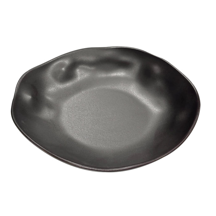 Nella 8" Organic Black Oval Porcelain Deep Plate - 24/Case - ORG 23 BK