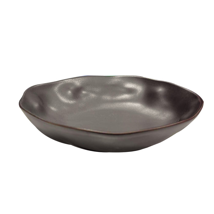 Nella 8" Organic Black Oval Porcelain Deep Plate - 24/Case - ORG 23 BK