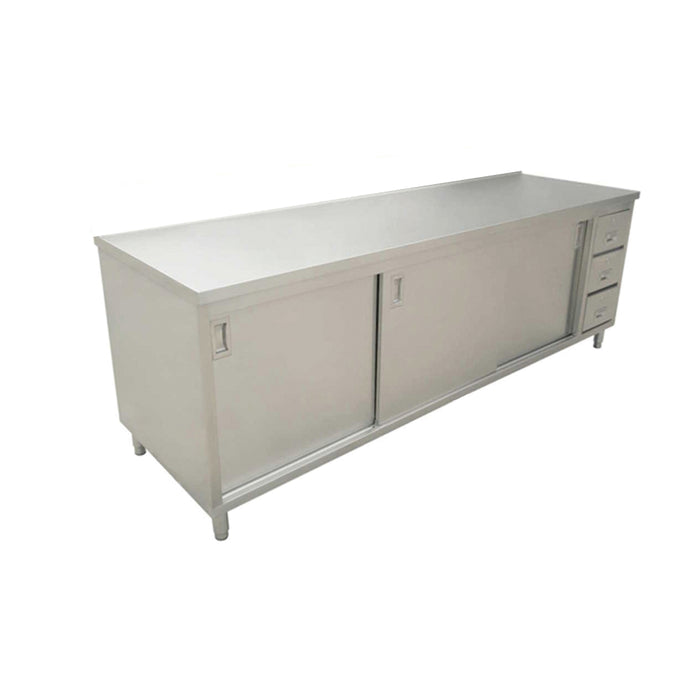 Nella 30” x 60” Stainless Steel Work Table with Cabinet, Drawers and Sliding Doors - 44196