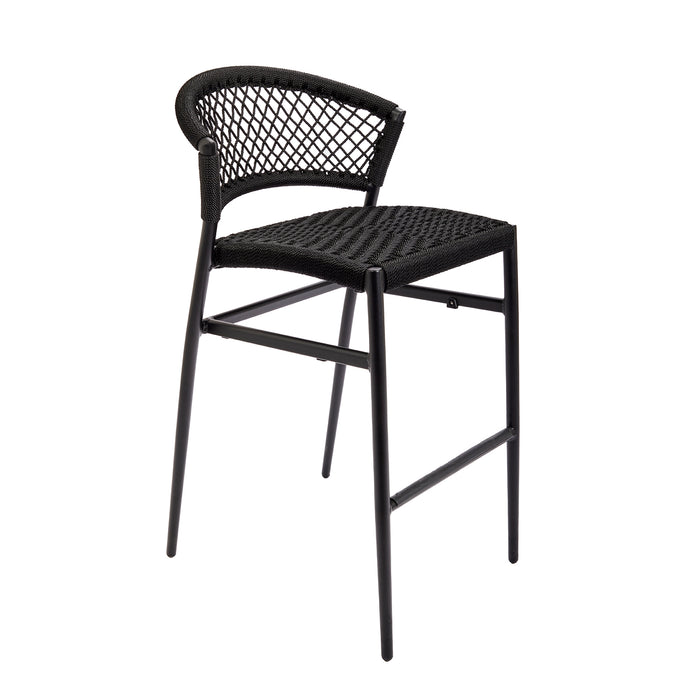 Nella Rope Black Metal Bar Stool