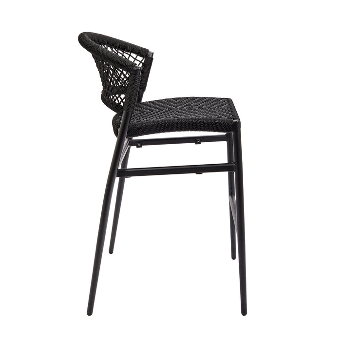 Nella Rope Black Metal Bar Stool