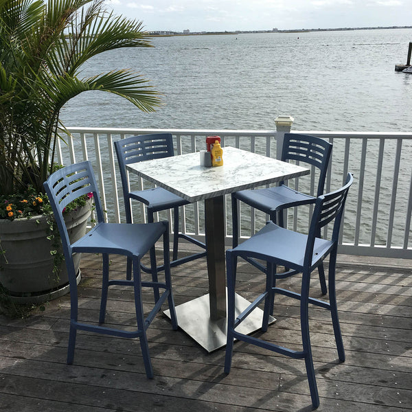 Grosfillex 24" x 32" Exterior Vanguard White Marble Table Top - US24D745