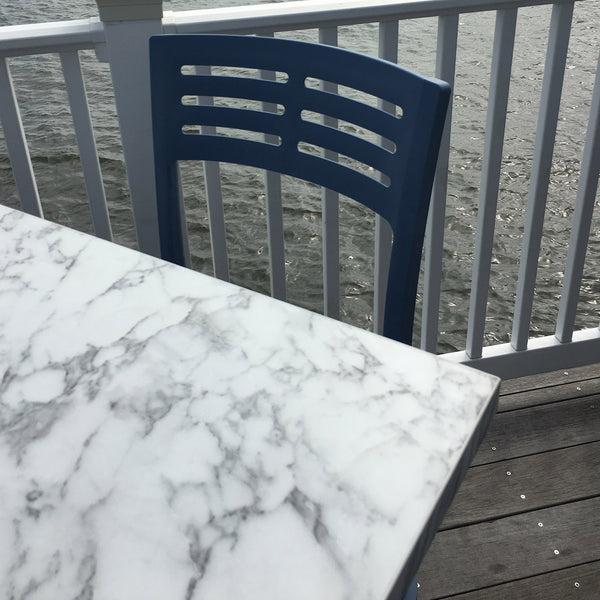 Grosfillex 24" x 32" Exterior Vanguard White Marble Table Top - US24D745