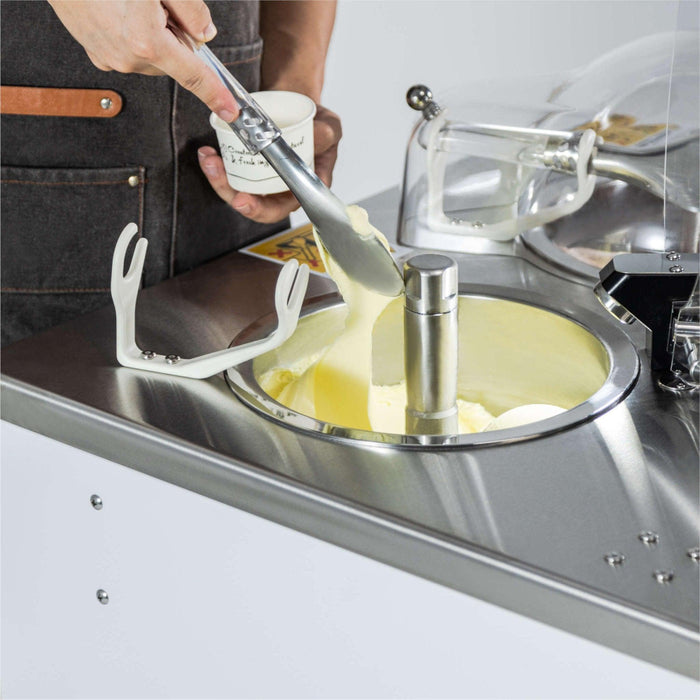 Top Churn 2-Pot  Floor Commercial Ice Cream Maker and Refrigerated Display - V2