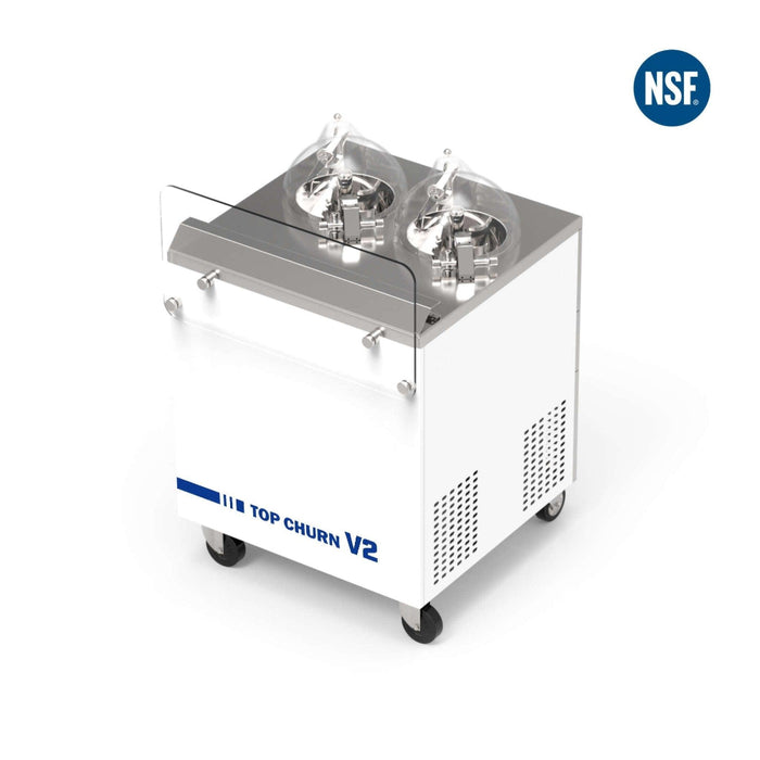 Top Churn 2-Pot  Floor Commercial Ice Cream Maker and Refrigerated Display - V2