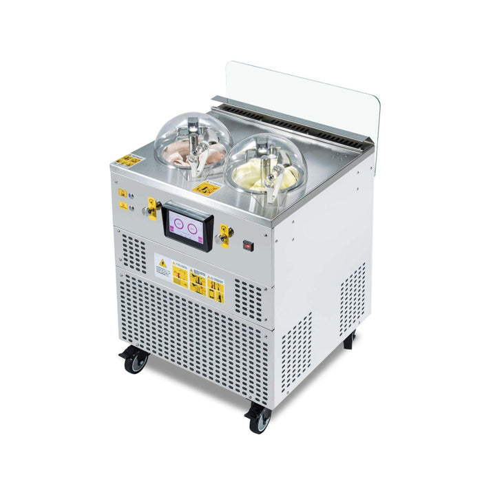 Top Churn 2-Pot  Floor Commercial Ice Cream Maker and Refrigerated Display - V2
