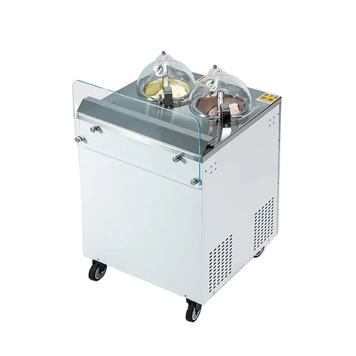 Top Churn 2-Pot  Floor Commercial Ice Cream Maker and Refrigerated Display - V2