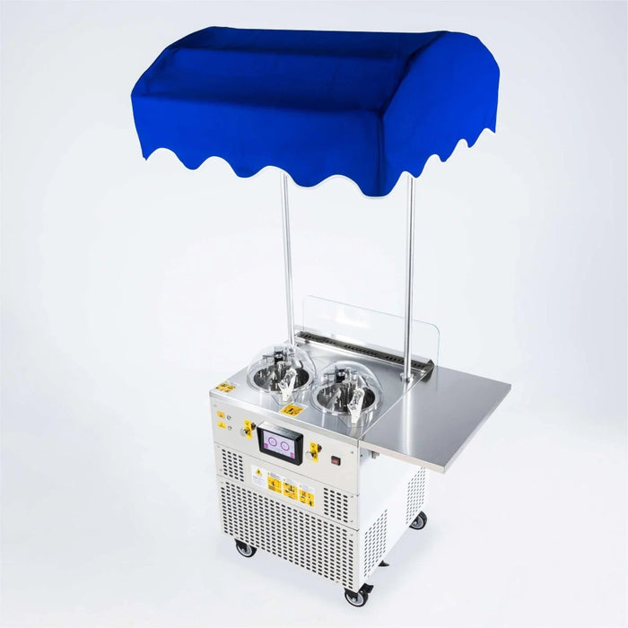Top Churn 2-pot Commercial Ice Cream Machine and Display Cart - V2C