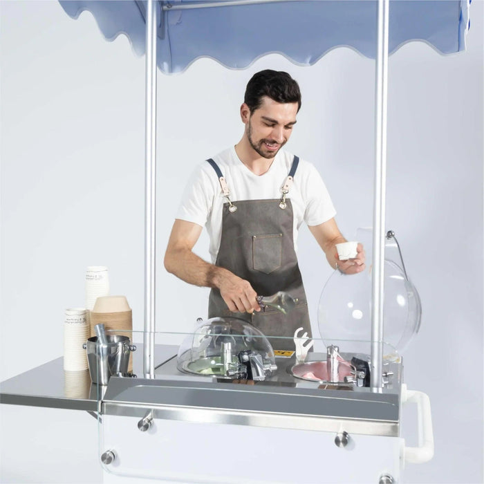 Top Churn 2-pot Commercial Ice Cream Machine and Display Cart - V2C