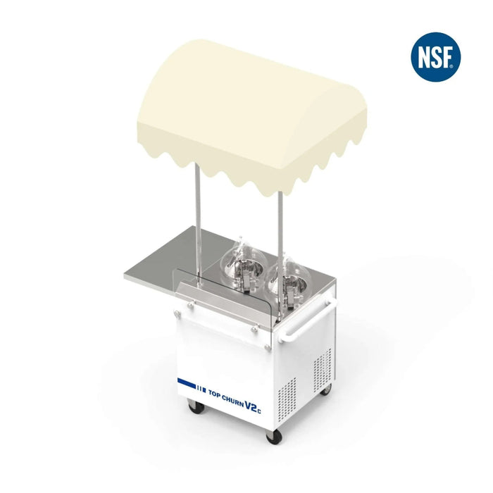 Top Churn 2-pot Commercial Ice Cream Machine and Display Cart - V2C