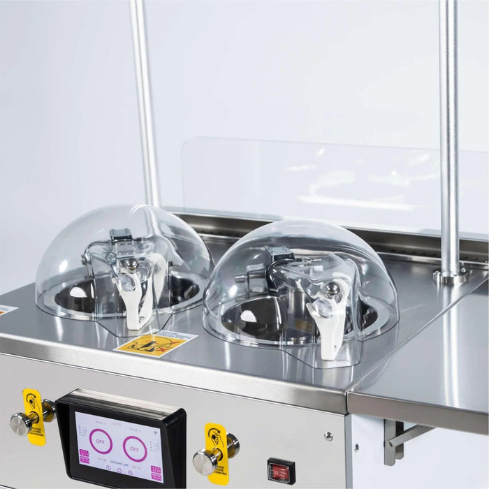 Top Churn 2-pot Commercial Ice Cream Machine and Display Cart - V2C