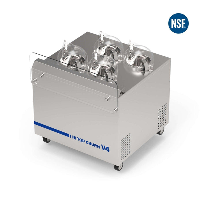 Top Churn 4-Pot  Floor Commercial Ice Cream Maker and Refrigerated Display - V4