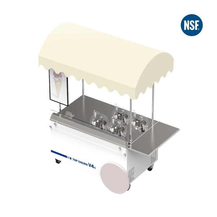 Top Churn Pro 4-Pot Commercial Ice Cream Machine and Display Cart - V4C
