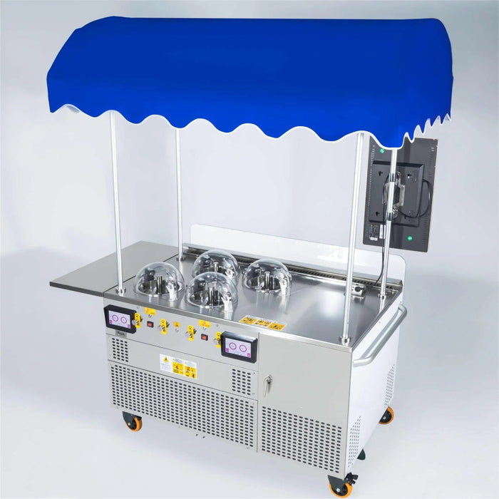 Top Churn Pro 4-Pot Commercial Ice Cream Machine and Display Cart - V4C