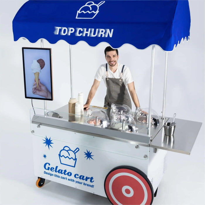 Top Churn Pro 4-Pot Commercial Ice Cream Machine and Display Cart - V4C