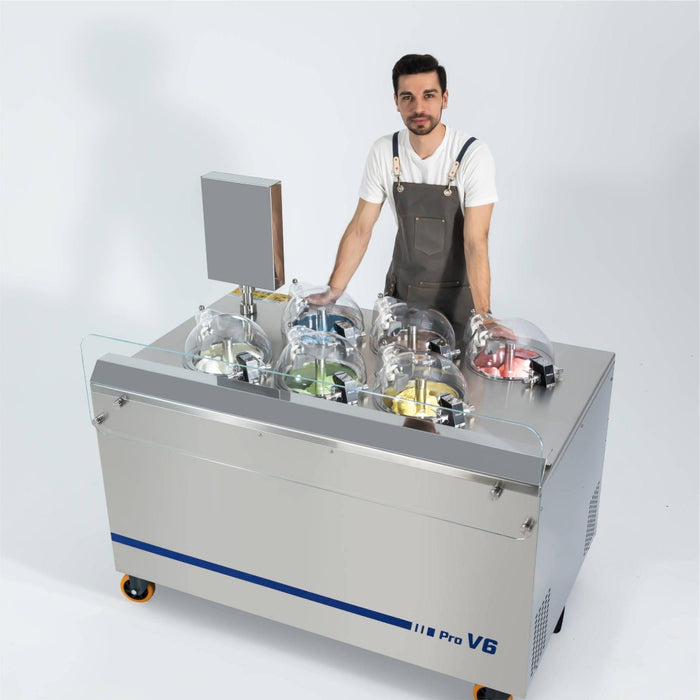 Top Churn 6-Pot  Floor Commercial Ice Cream Maker and Refrigerated Display - V6