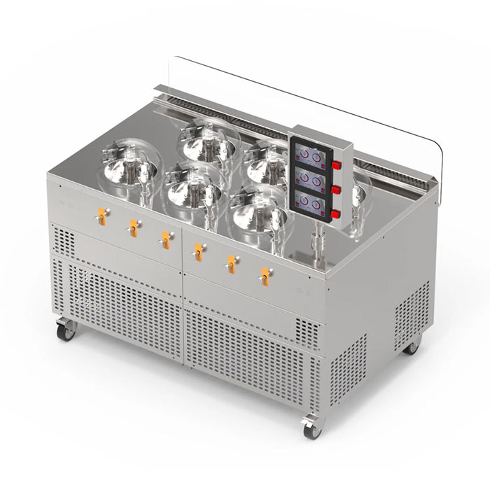 Top Churn 6-Pot  Floor Commercial Ice Cream Maker and Refrigerated Display - V6