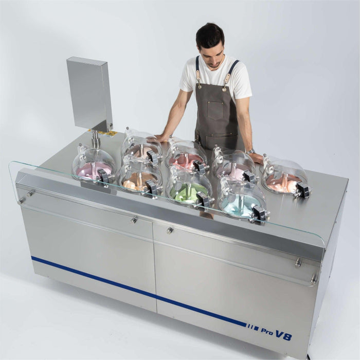 Top Churn 8-Pot  Floor Commercial Ice Cream Maker and Refrigerated Display - V8