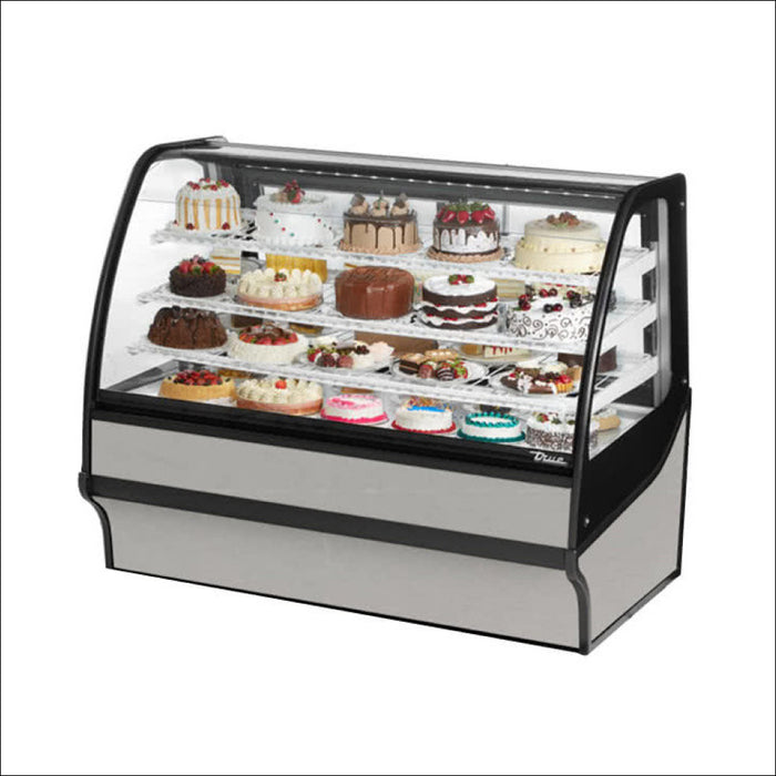 True TDM-R-59-GE/GE 59" Stainless Steel Curved Glass Refrigerated Bakery Display Case With Stainless Steel Interior