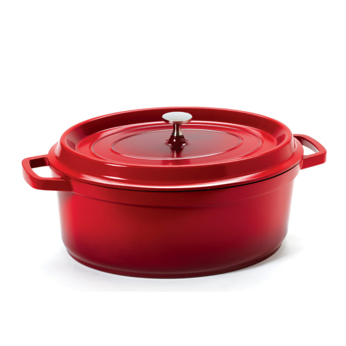 GET Heiss 6.5 Qt. Red Oval Induction Ready Dutch Oven With Lid -  CA-007-R/BK