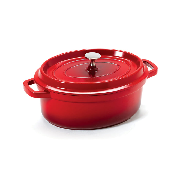 GET Heiss 3.5 Qt. Red Oval Induction Ready Dutch Oven With Lid - CA-009-R/BK