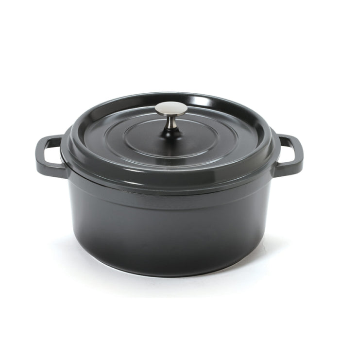 GET Heiss 4.5 Qt. Dark Gray Round Induction Ready Dutch Oven With Lid - CA-012-GR/BK
