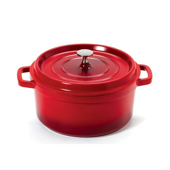 GET Heiss 4.5 Qt. Red Round Induction Ready Dutch Oven With Lid - CA-012-R/BK