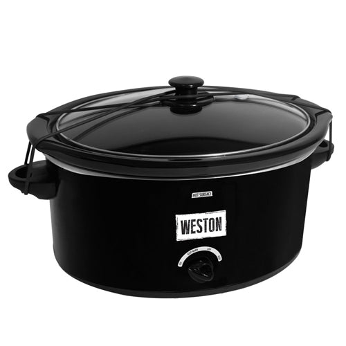Weston 03-2100-W 5 Qt. Black Slow Cooker with Locking Lid and Temperature Settings