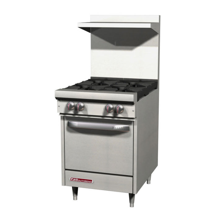 Southbend S24E 24" Natural Gas 4-Burner with Space Saver Oven - 112,000 BTU