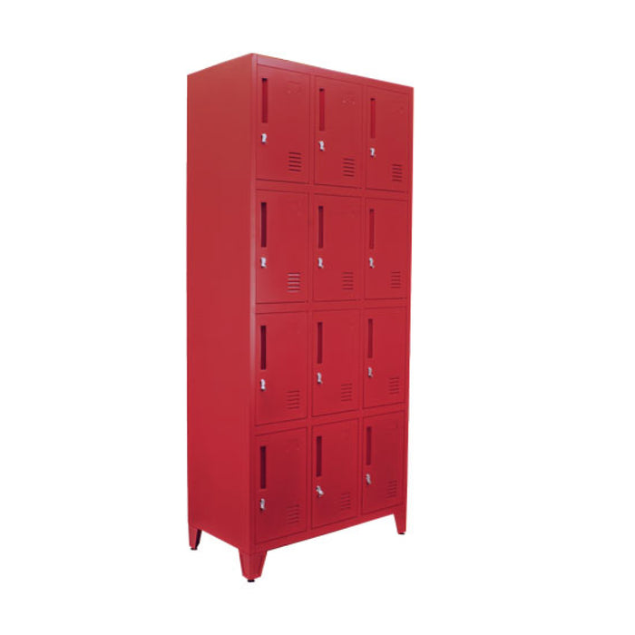 Nella 4-Tier, 3 Banks Red Steel Lockers - 48883