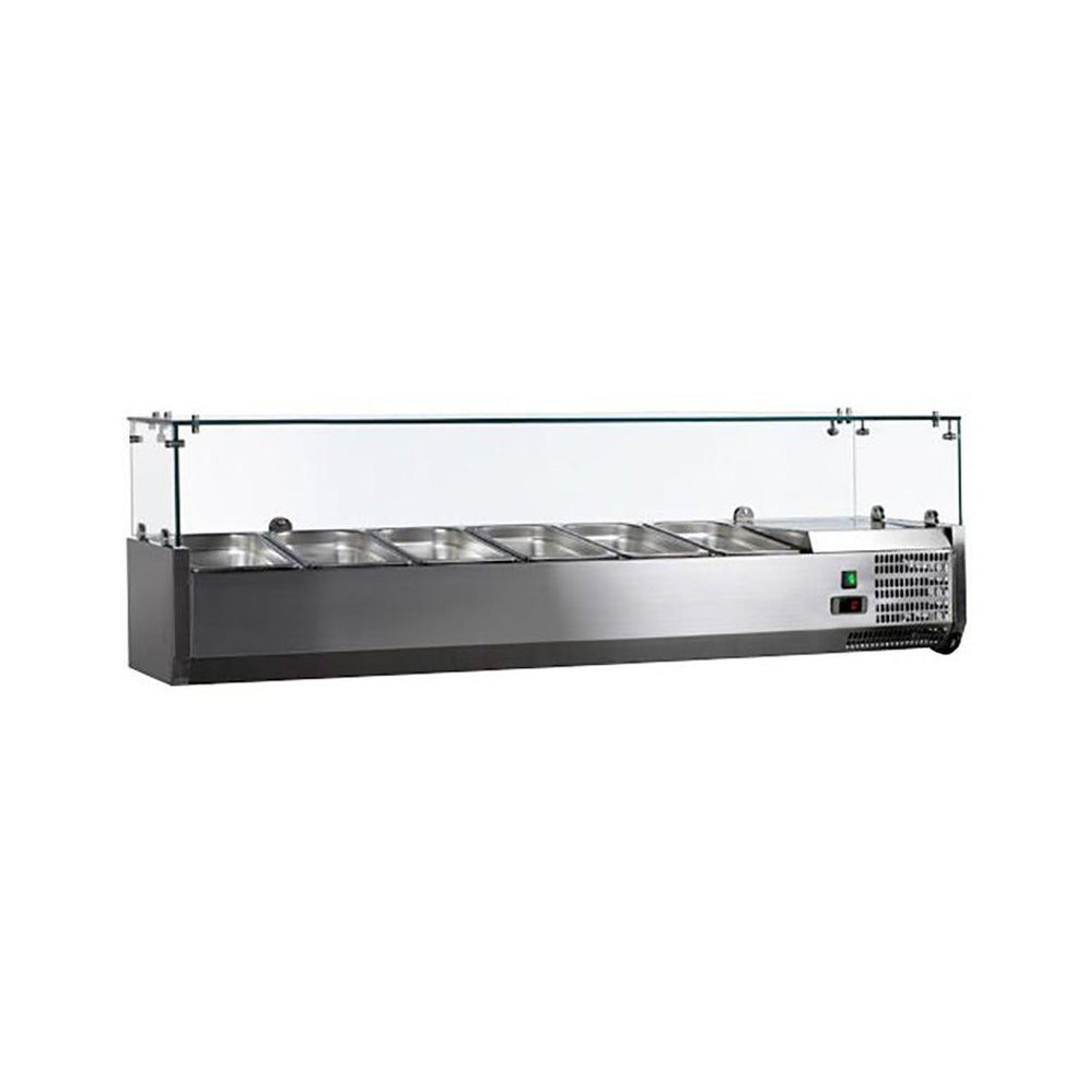 Nella 59" Refrigerated Topping Rail 6Pan Capacity with Sneeze Guard