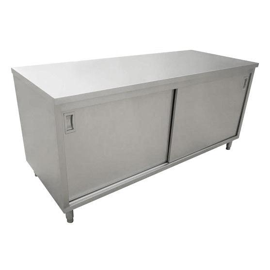 Nella 24” x 48” Stainless Steel Work Table with Cabinet and Sliding Doors - 44186