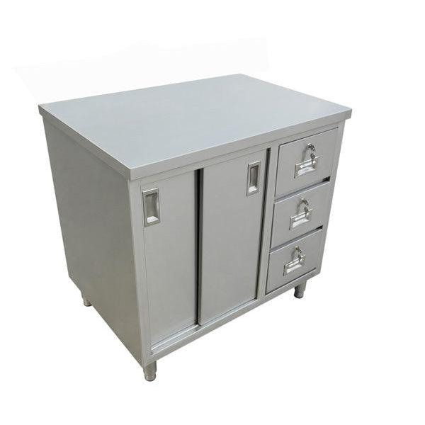 Nella 24” x 48” Stainless Steel Work Table with Cabinet, Drawers and Sliding Doors - 44189