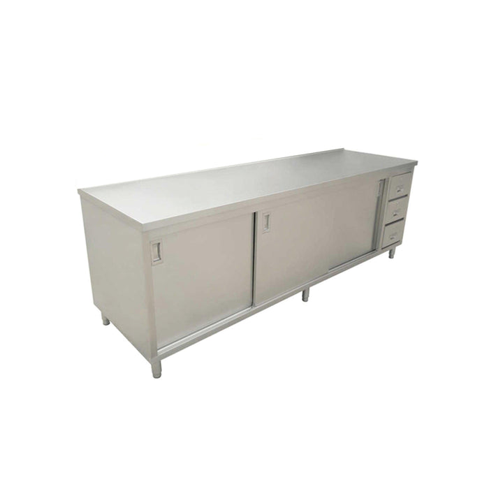 Nella 30” x 72” Stainless Steel Work Table with Cabinet, Drawers and Sliding Doors - 44197