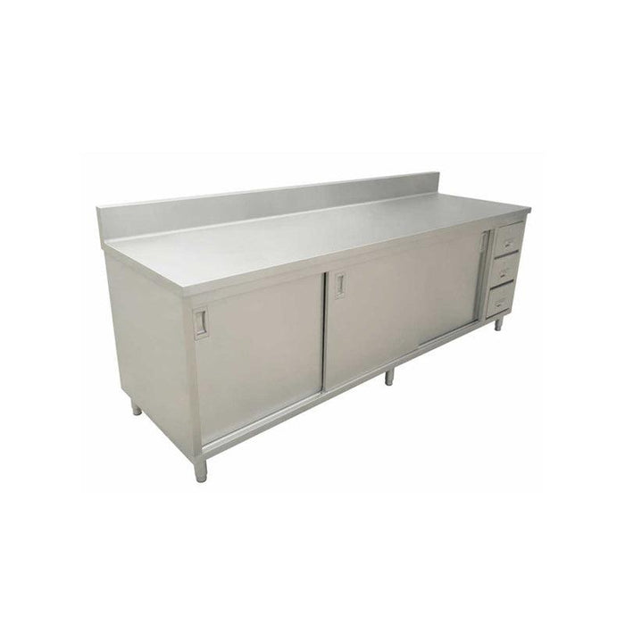 NELLA 45286 30" x 72" STAINLESS STEEL WORK TABLE WITH CABINET, DRAWERS AND 6" BACKSPLASH