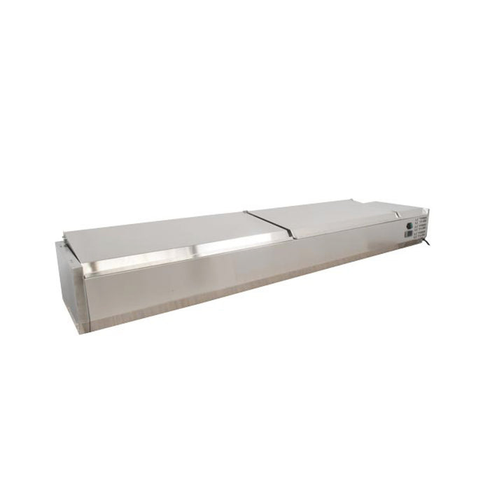 Nella 79" Refrigerated Topping Rail with Stainless Steel Cover, 9-Pan Capacity