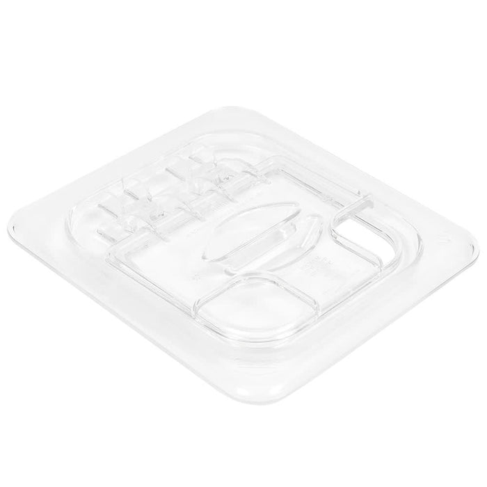Cambro 60CWLN135 Camwear 1/6 Size Clear Polycarbonate FlipLid with Spoon Notch