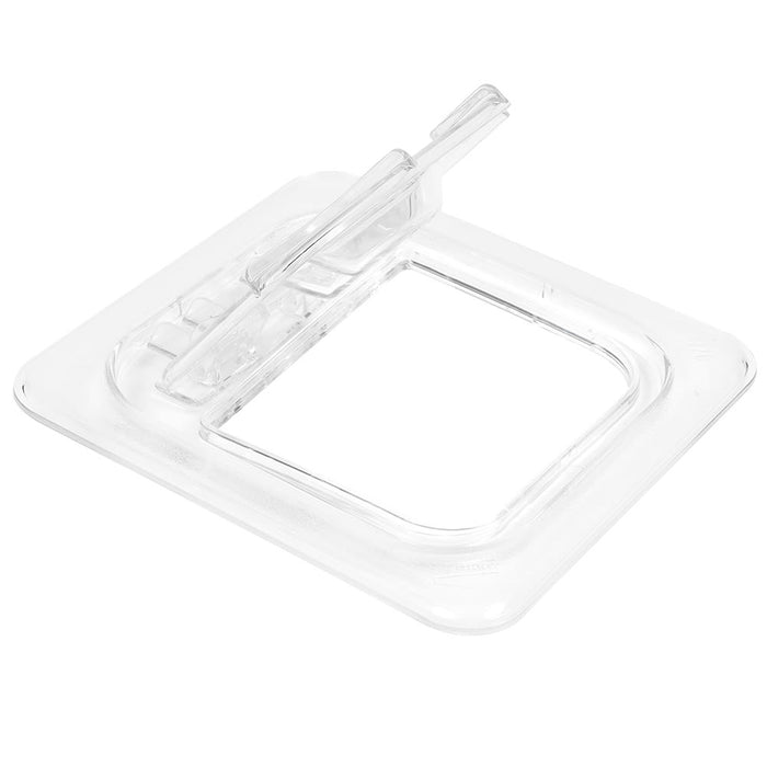 Cambro 60CWLN135 Camwear 1/6 Size Clear Polycarbonate FlipLid with Spoon Notch