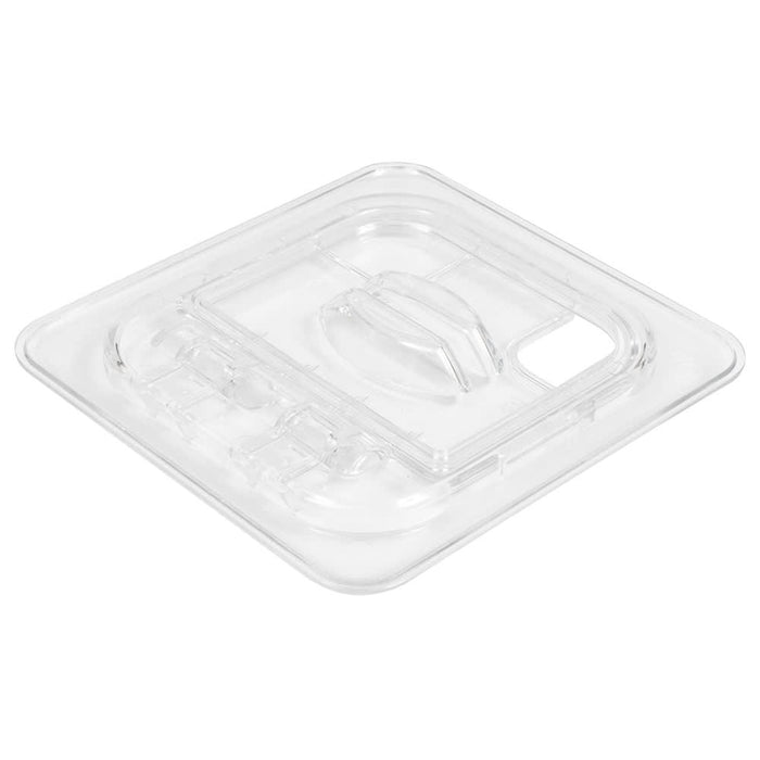 Cambro 60CWLN135 Camwear 1/6 Size Clear Polycarbonate FlipLid with Spoon Notch