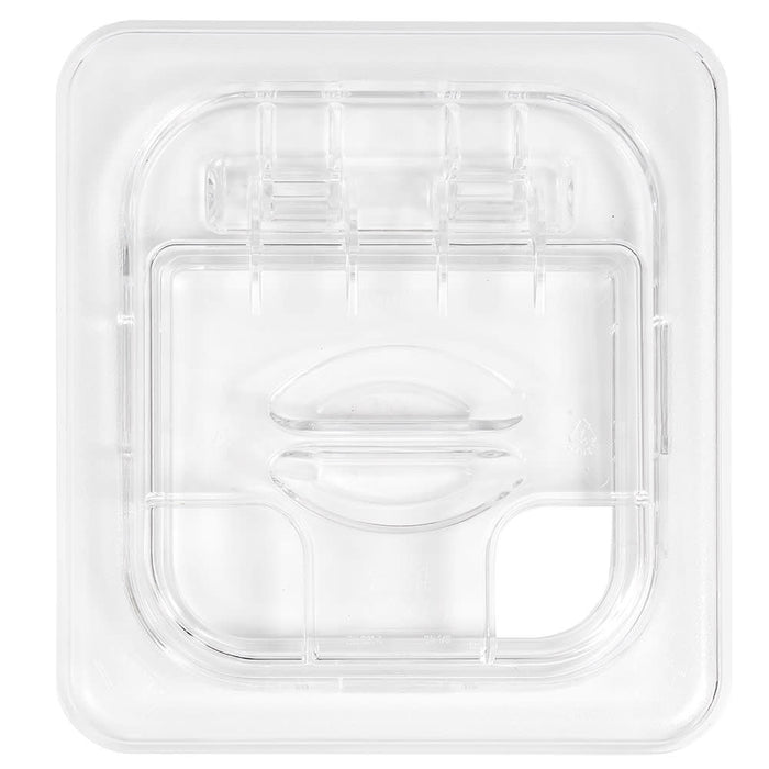 Cambro 60CWLN135 Camwear 1/6 Size Clear Polycarbonate FlipLid with Spoon Notch